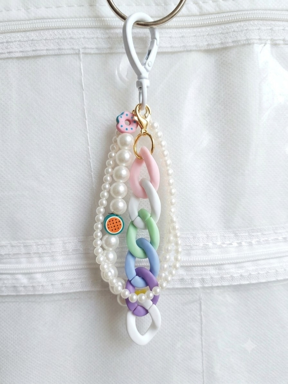 Pastel Chain & Pearl Keychain - Pink, Mint, Lavender, White